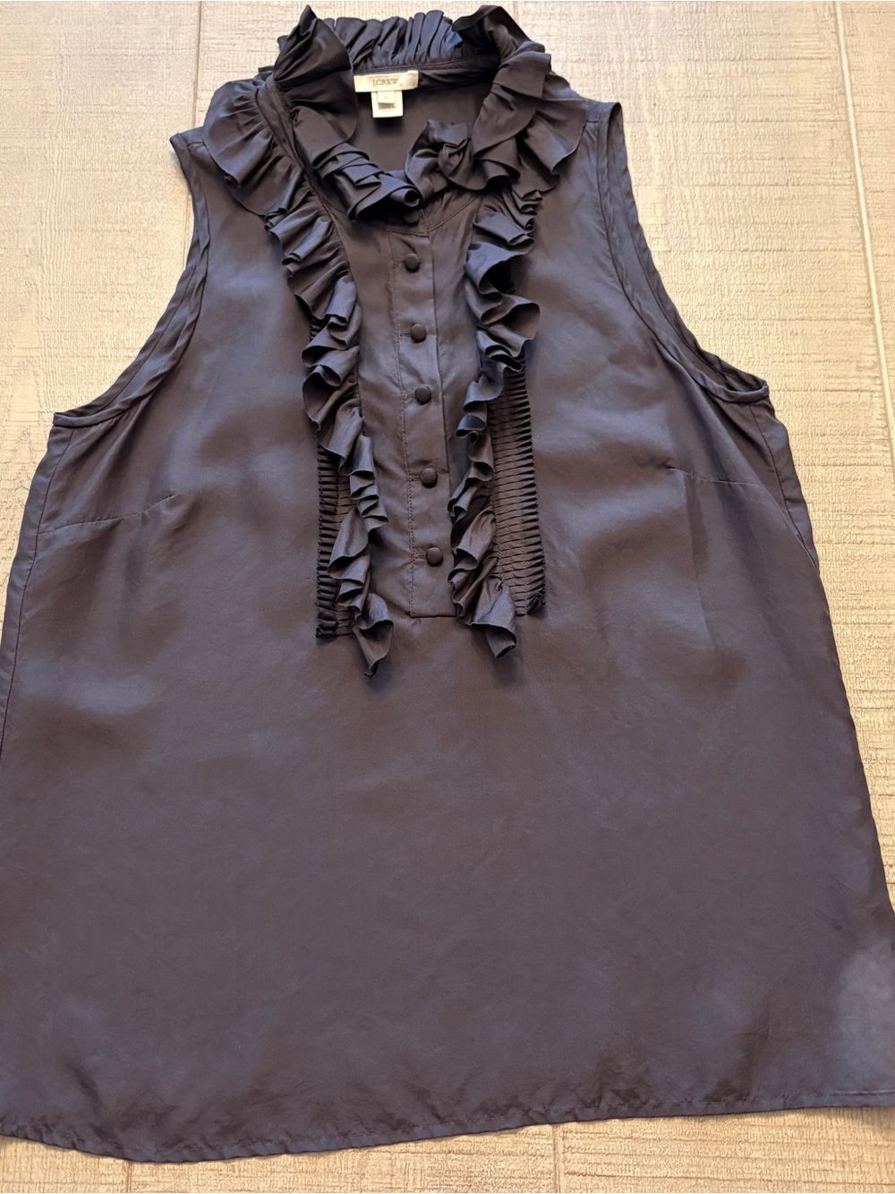 J. Crew Silk Ruffle Black Blouse - Size 4